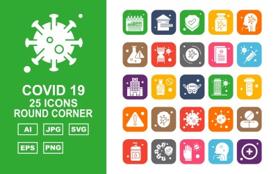25 Premium Covid 19圆角图标集