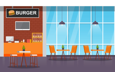 Intérieur de la cafétéria du restaurant - Illustration