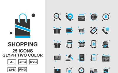 25 Premium Business Glyph Two Color Ikonuppsättning