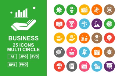 25 Premium Business Multi Circle Icon Set