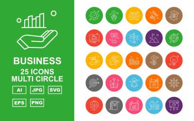 Zestaw ikon 25 Premium Business Multi Circle