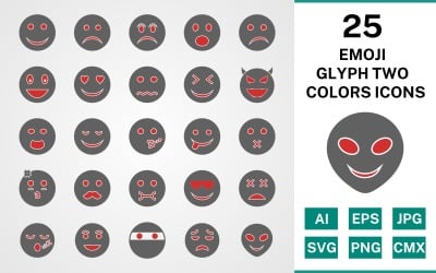 25 Emoji гліфів два кольори набір іконок