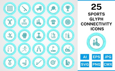 25 Ikoner för sport och spel Glyph Connectivity