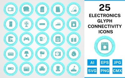 25 Ikonuppsättning för anslutning av elektroniska enheter