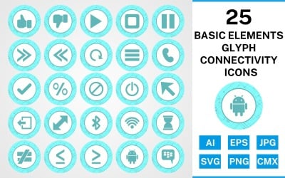 25 podstawowych elementów zestaw ikon łączności glifów