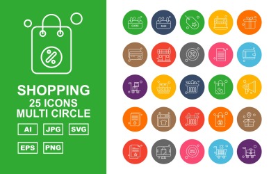 25 Premium Smoking Multi Circle Pack Icon Set