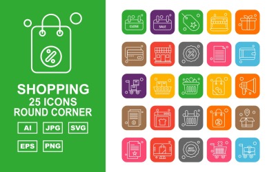 25 Premium Smoking Round Corner Pack Icon Set