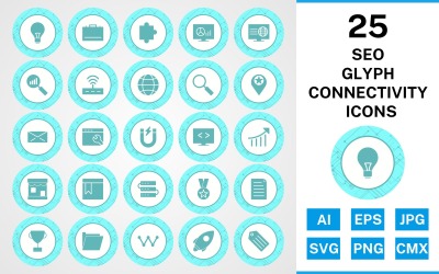25 Seo гліфів два кольори набір іконок