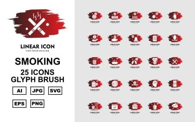25 премиальных иконок для курения Glyph Bubble Pack Icon Set