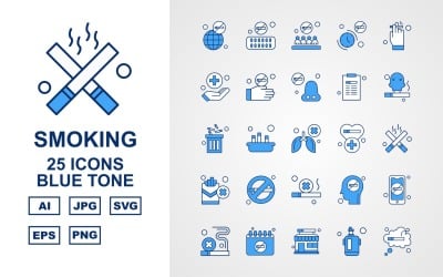 25 Premium Smoking Blue Tone Pack Icon Set