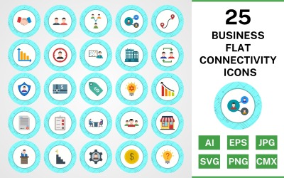 25 Business Flat Connectivity Icon Set
