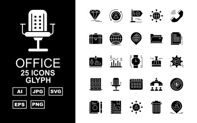 25 Набір іконок Premium Office III Glyph Pack