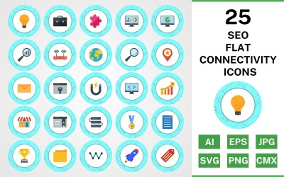 25 набір піктограм Seo Flat Connectivity