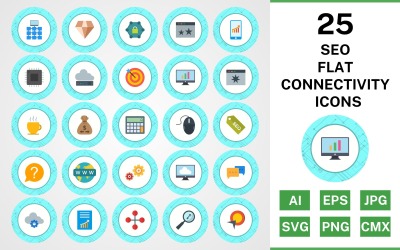 25 Seo Flat Connectivity Icon Set