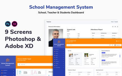 School Management System Dashboard UI-elementen
