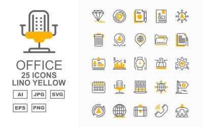 Zestaw ikon 25 Premium Office III Lino Yellow Pack