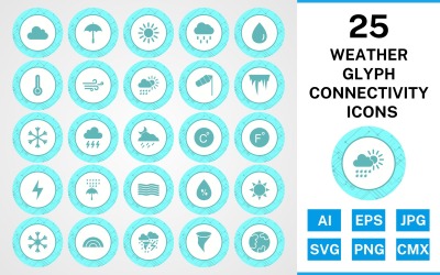Ensemble d&amp;#39;icônes de connectivité 25 glyphes météo