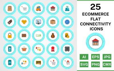 25 E-ticaret Düz Bağlantı Simge Seti