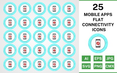 25移动应用程序平面连接图标集