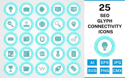 Набор иконок 25 Seo Glyph Connectivity