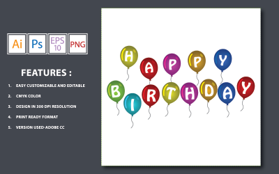 Happy Birthday Balloons - Illustration
