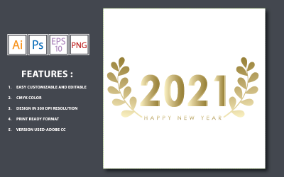 Happy New Year Golden Color Badge Design - Illustration