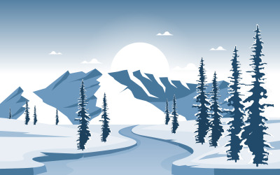 Vinterfryst flod - illustration