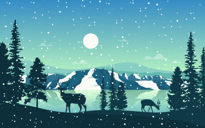 Winter Lake Nature - Illustrazione