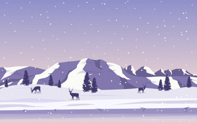 Winter Snow Mountain - Illustrazione