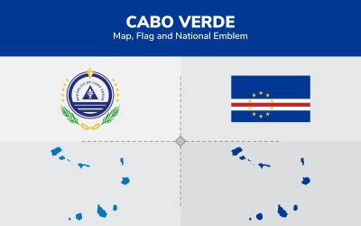 Cabo Verde-karta, flagga och nationellt emblem - illustration
