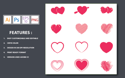 Cuore Valentine Vector Design Set - Illustrazione