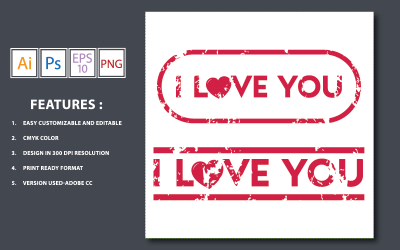 Grunge i Love you Vector Text - Illustration