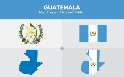 Guatemala kaart, vlag en nationaal embleem - illustratie
