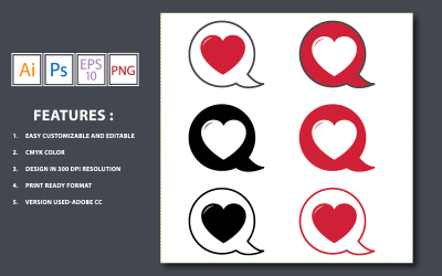 Heart  Speech Bubble  Vector Set - Illustration