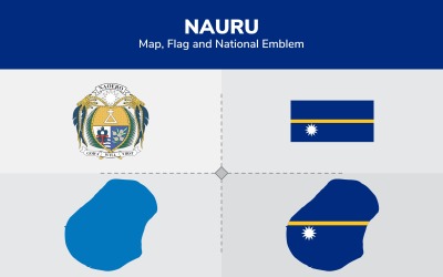 Nauru karta, flagga och nationellt emblem - illustration