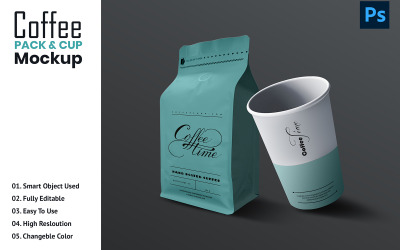 Maquette de produit du pack de tasses à café