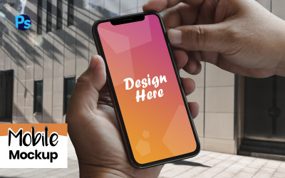 Maquette de produit mobile avec main