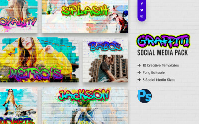 Modèle de médias sociaux de conception de graffiti