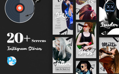 Modèle de médias sociaux pour les histoires Instagram de musique