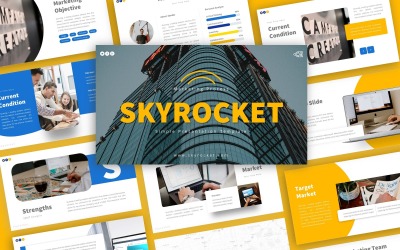 PowerPoint-Vorlage für eine Skyrocket-Marketing-Präsentation