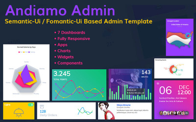 "Andiamo Admin - Semantic-Ui / Fomantic-Ui Based Responsive Admin Template" - адаптивний Шаблон для адмінки №145309