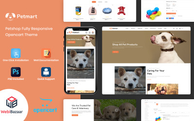 PetMart - 宠物商店和宠物食品 OpenCart 模板