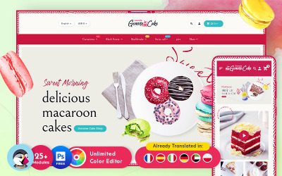 Reszponzív Genoise - Macaroon Cakes & Sweets - Multipurpose Responsive PrestaShop sablon 145312