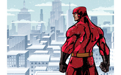 Superhero Back City Winter - ilustracja