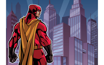 Superhero Back in City - Illustration