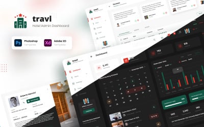 Travl - Hotel Admin Dashboard PSD en XD Template UI-elementen