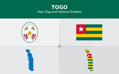 多哥地图，国旗和国徽-光栅插图