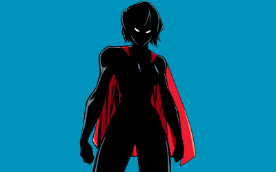 Superheroine Battle Mode Silhouette - Illustration