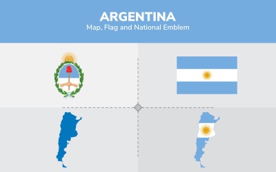 Argentinië kaart, vlag en nationaal embleem - illustratie