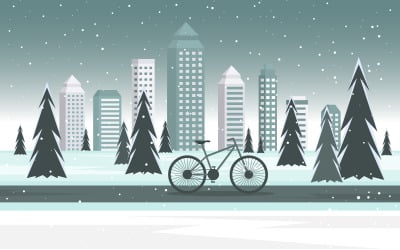 Winter Bike City - Illustrazione